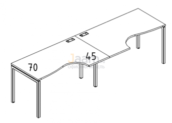 Мебель для персонала Рабочая станция со столами эргономичными "Классика" на металлокаркасе DUE Б2 041-2 БП