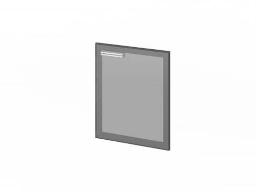 Дверь низкая стеклянная в профиле FI-013R правая. Фурнитура INOX 560x20x670 (Стекло)