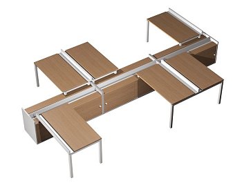 Рабочая станция (6х160) с ProSystem на 3-х опорных тумбах-купе с ProSystem Profiquadro КВ 0178 БВ 35