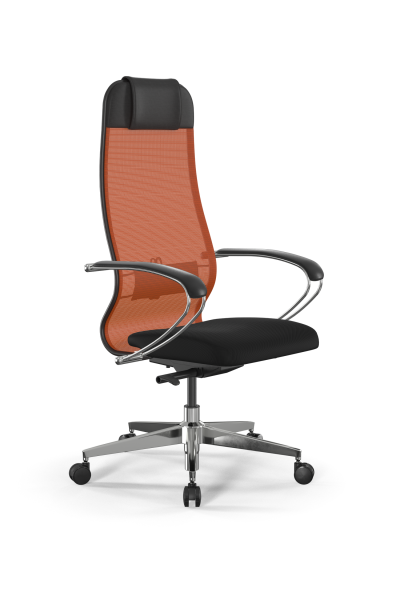 Кресло для руководителя Метта SynchroSit 10 B1-111K - X2+UMF(X1) /Ub00/Wh00/K1cL(M23.B22.G18.W03) (Черный | Оранжевый)