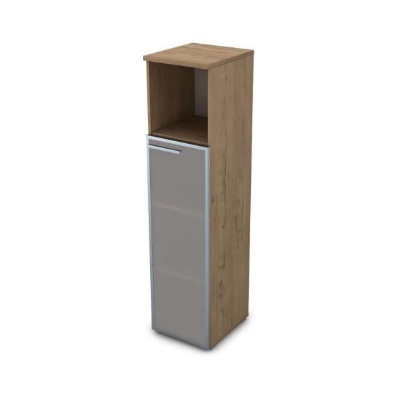 9ПЛ.004.10 Пенал со стеклом и нишей (400x450x1645) , левый (Teakwood)