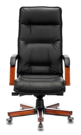 Кресло руководителя T-9927WALNUT черный кожа крестов. металл/дерево (Черный)