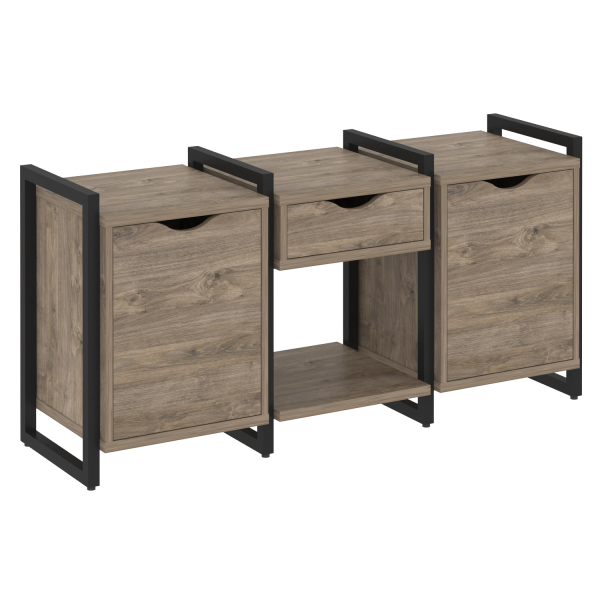 Тумба на регулируемых опорах наборная VR.L-TN-7.O 1440x460x719 (Тиквуд Темный/Черный металл)
