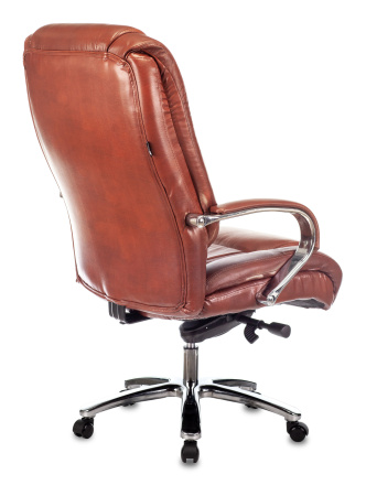 Кресло руководителя T-9925SL светло-коричневый Leather EiCHel кожа крестов. металл хром (Светло-коричневый)