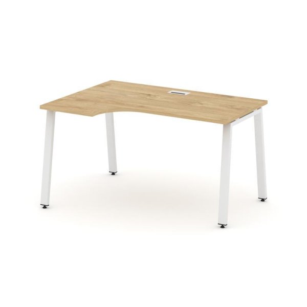Стол рабочий эргономичный SN-6A.SPA-001(L) (1380х600/980х750) (Тиквуд Светлый/Металл Белый)