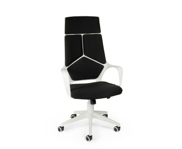 Кресло офисное / IQ / (white+black) белый пластик / черная ткань (Черный)