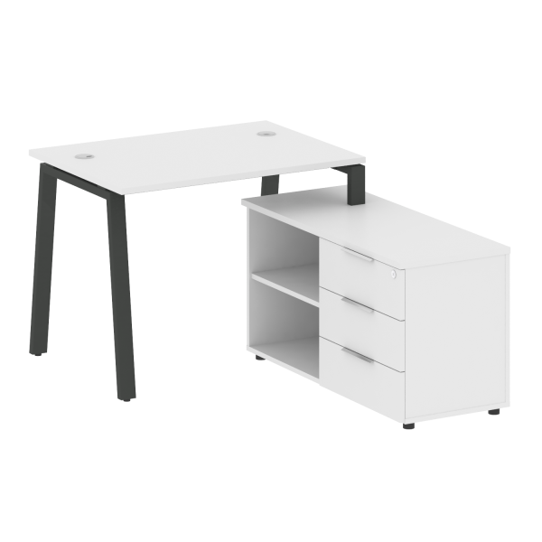 Рабочая станция с тумбой на А-образном м/к Metal System Style БА.РС-СТС-2.1 (R) 1100x1520x750