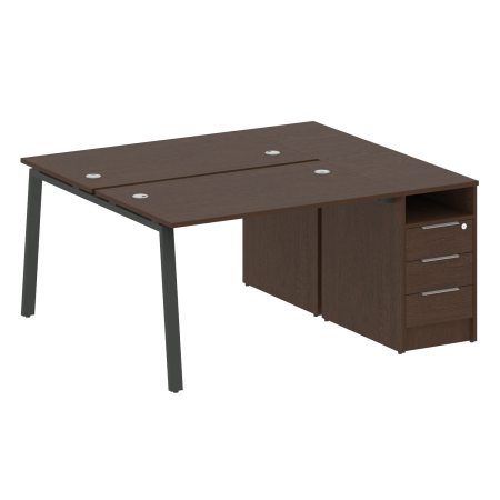 Рабочая станция с тумбой на А-образном м/к Metal System Style БА.РС-СТП-2.2 1612x1475x750