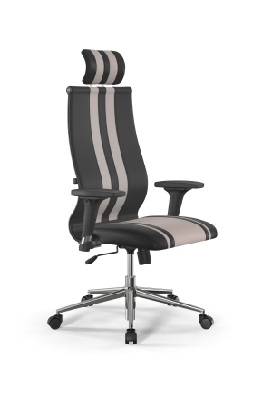 Кресло для руководителя Метта Sit 10 B2-187D - Extra /Kb40/Wh40/D02P/H3mL-G-2D(M09.B23.G18.W01) (Черный | Светло-бежевый)