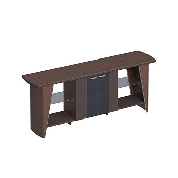 Греденция топ дерево, двери стекло+кожа, полки стекло ISixty TLB260 2600x600x1020