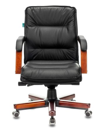 Кресло руководителя T-9927WALNUT-LOW черный кожа низк.спин. крестов. металл/дерево (Черный)