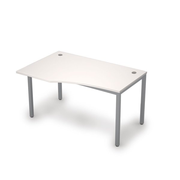 6М.022 Стол криволинейн.лев. (1400x900x750) (Белый/Алюминий матовый)