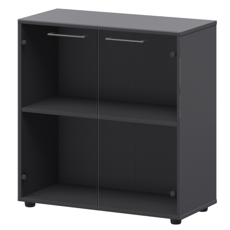 Шкаф низкий со стеклом Кортез СМШ28S 792x380x811 (Графит)