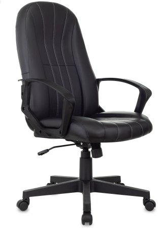 Кресло руководителя T-898 черный Leather Black эко.кожа крестов. пластик (Черный)