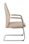 Кресло _JONS-LOW-V бежевый кожа низк.спин. полозья металл хром