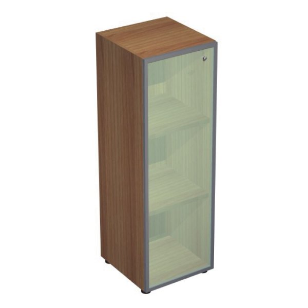 Шкаф средний узкий со стеклом стекло белое рама хром X7 IDEV43M L/IDEZ43M L 430x450x1310 (Стекло)