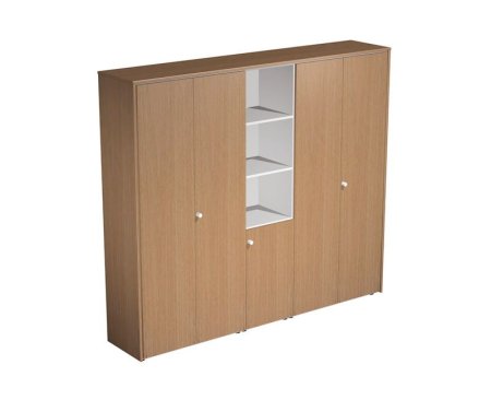 Шкаф комбинированный 5-секционный Profiquadro КВ 361 БН 2270x460x1990 (Белый премиум / Вишня скандинавская)