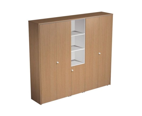 Шкаф комбинированный 5-секционный Profiquadro КВ 361 БВ 2270x460x1990 (Белый премиум / Вишня скандинавская)